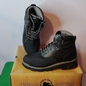 Mens Black / Gray Steel-Toe Work Boots
